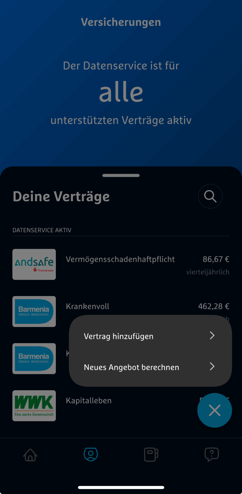 simplr App, Versicherungsübersicht